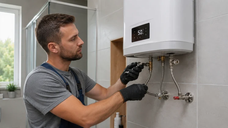 Gas Safe engineer repairing a boiler in Bristol