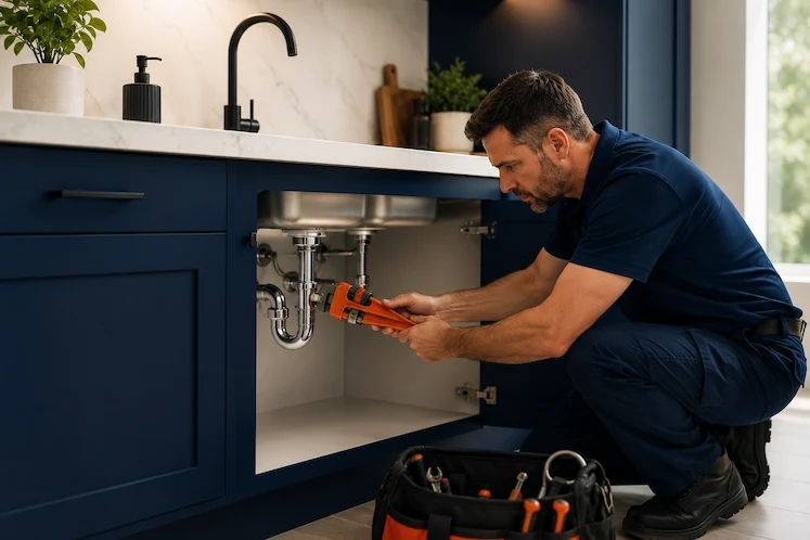 Bristol plumber repairing a leaking pipe