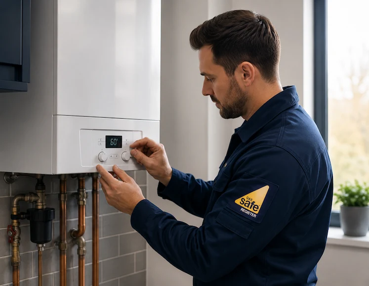 Gas Safe engineer working on a heating system in Bristol
